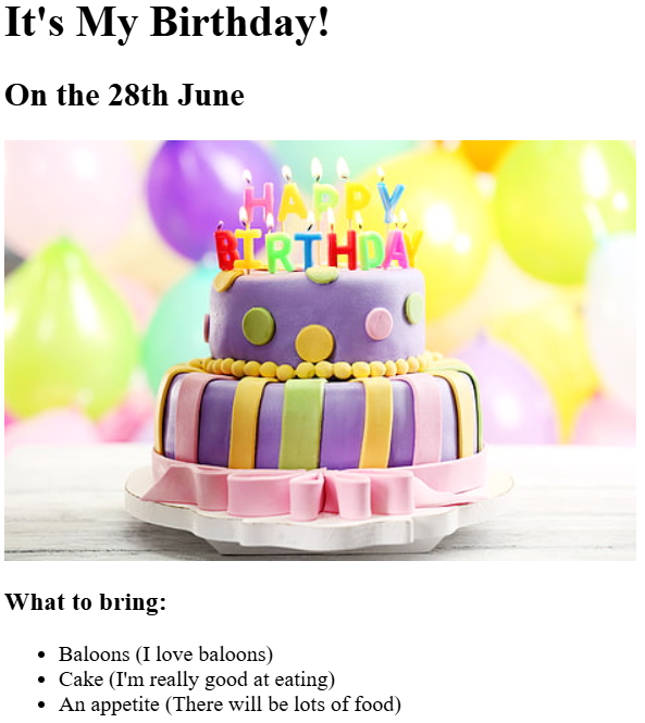 birthday invite